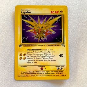 Zapdos first edition Pokémon card, authentic